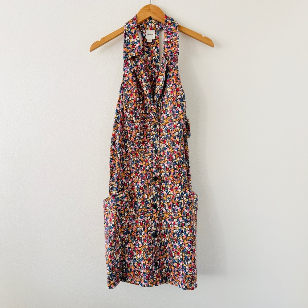 Anthropologie x Maeve Sleeveless T-Back Mini Dress Amalia Collared Floral - Picture 7 of 8